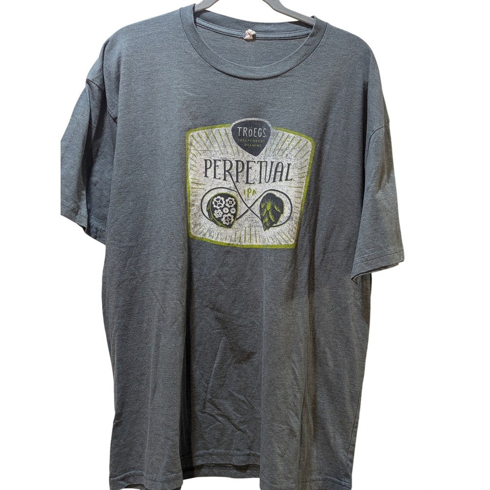 Troegs Perpetual IPA Graphic Short Sleeve T-Shirt‎ Men's 2X Gray Beer Brewery